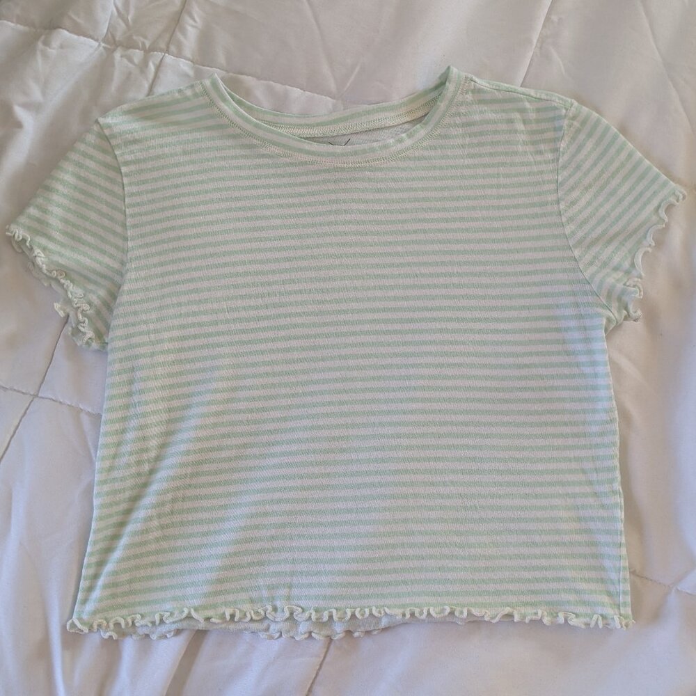 PacSun Striped Crop Top with Ruffle Detailing
